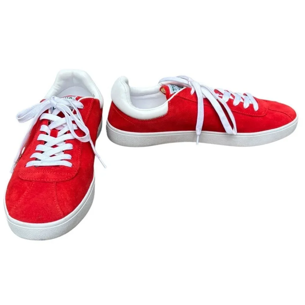 Lacoste Men’s 12 Baseshot Vintage Inspired 90’s Red Suede Lace Up Sneakers